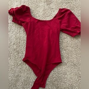 women's small red bodysuit short cap sleeves